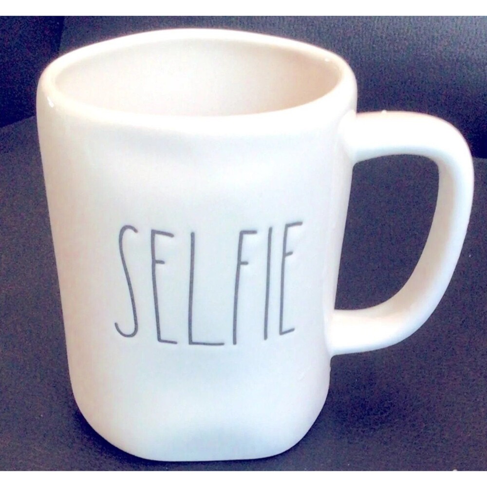 SELFIE Rae Dunn Coffee Mug Cup-Ivory-Gift-NEW